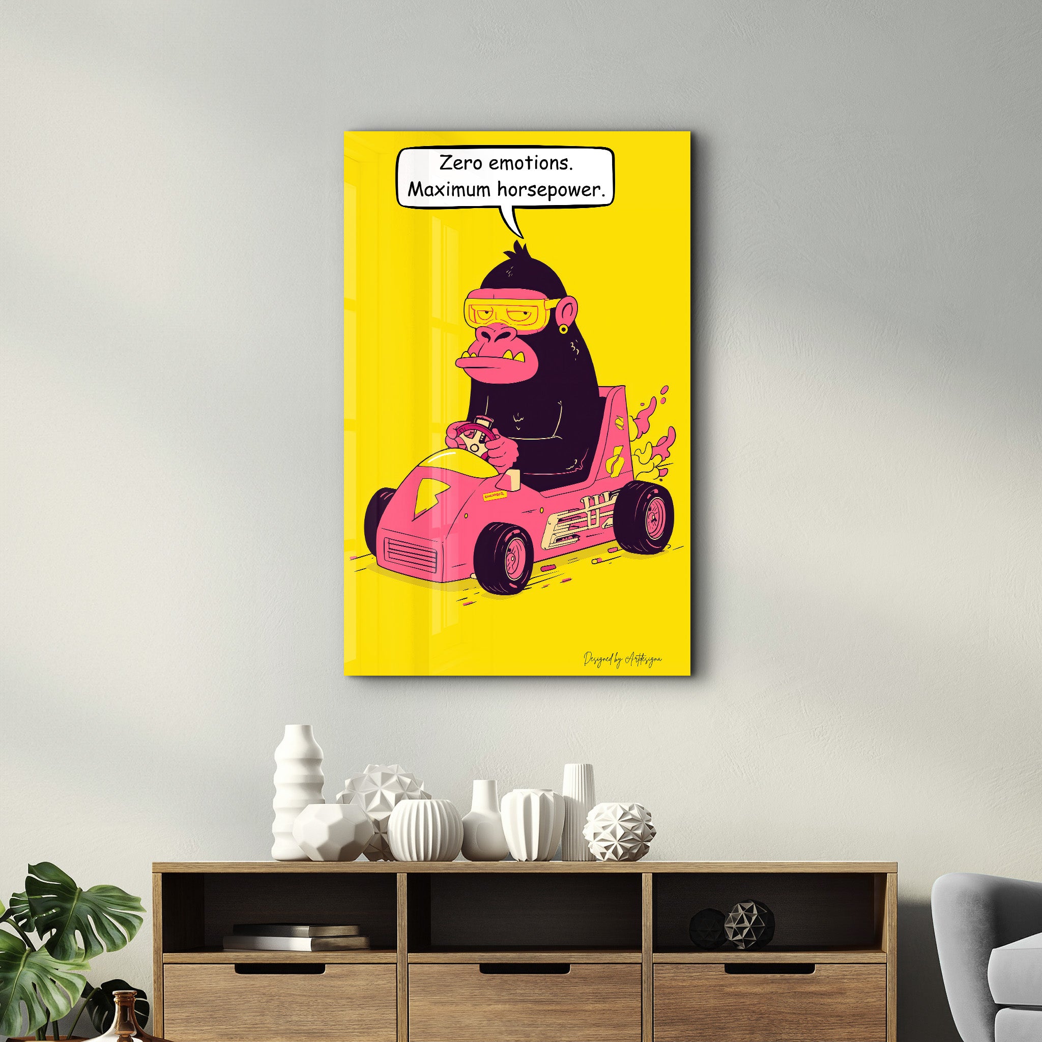 Speedy Gorilla - Glass Wall Art