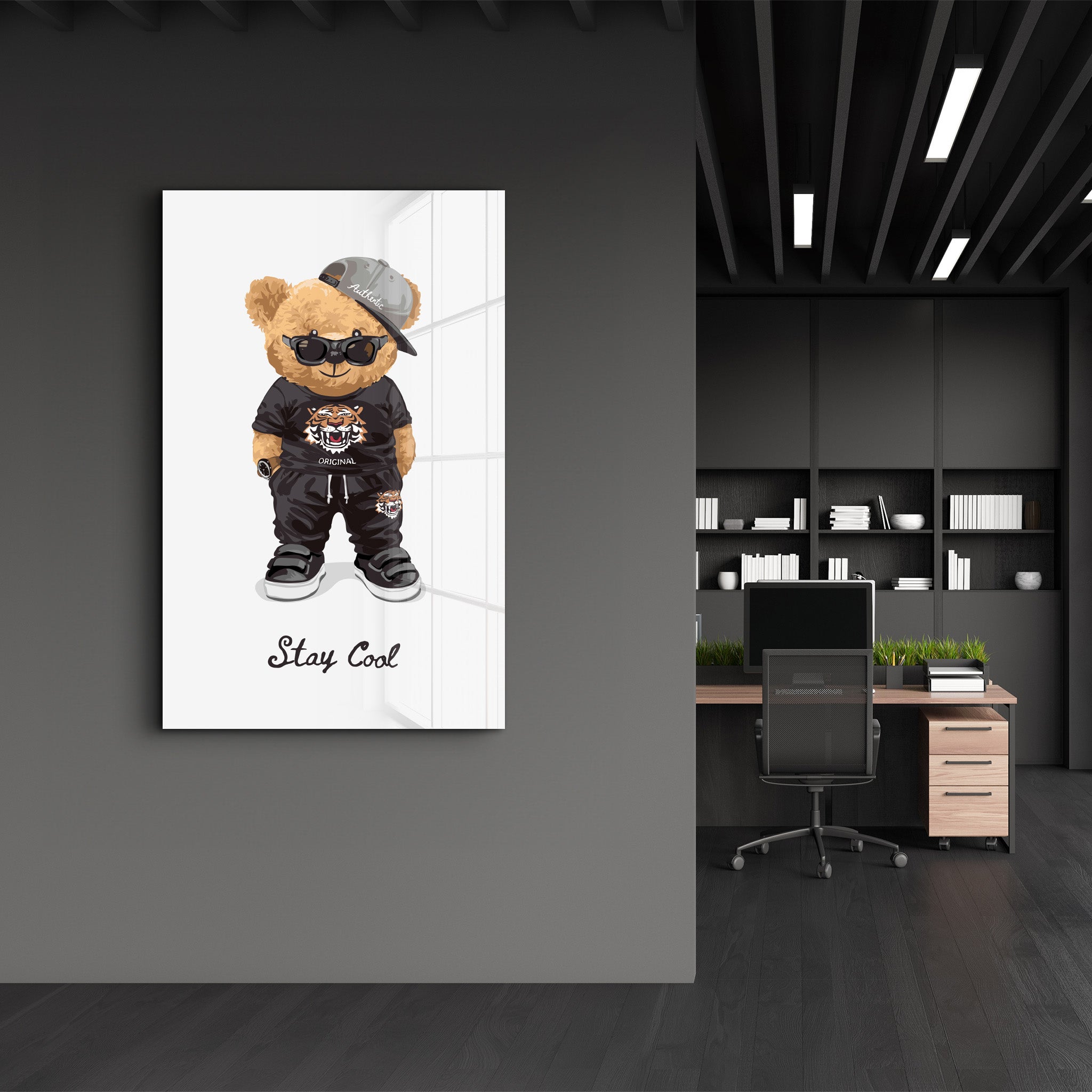 Stay Cool Teddy Bear - Glass Wall Art