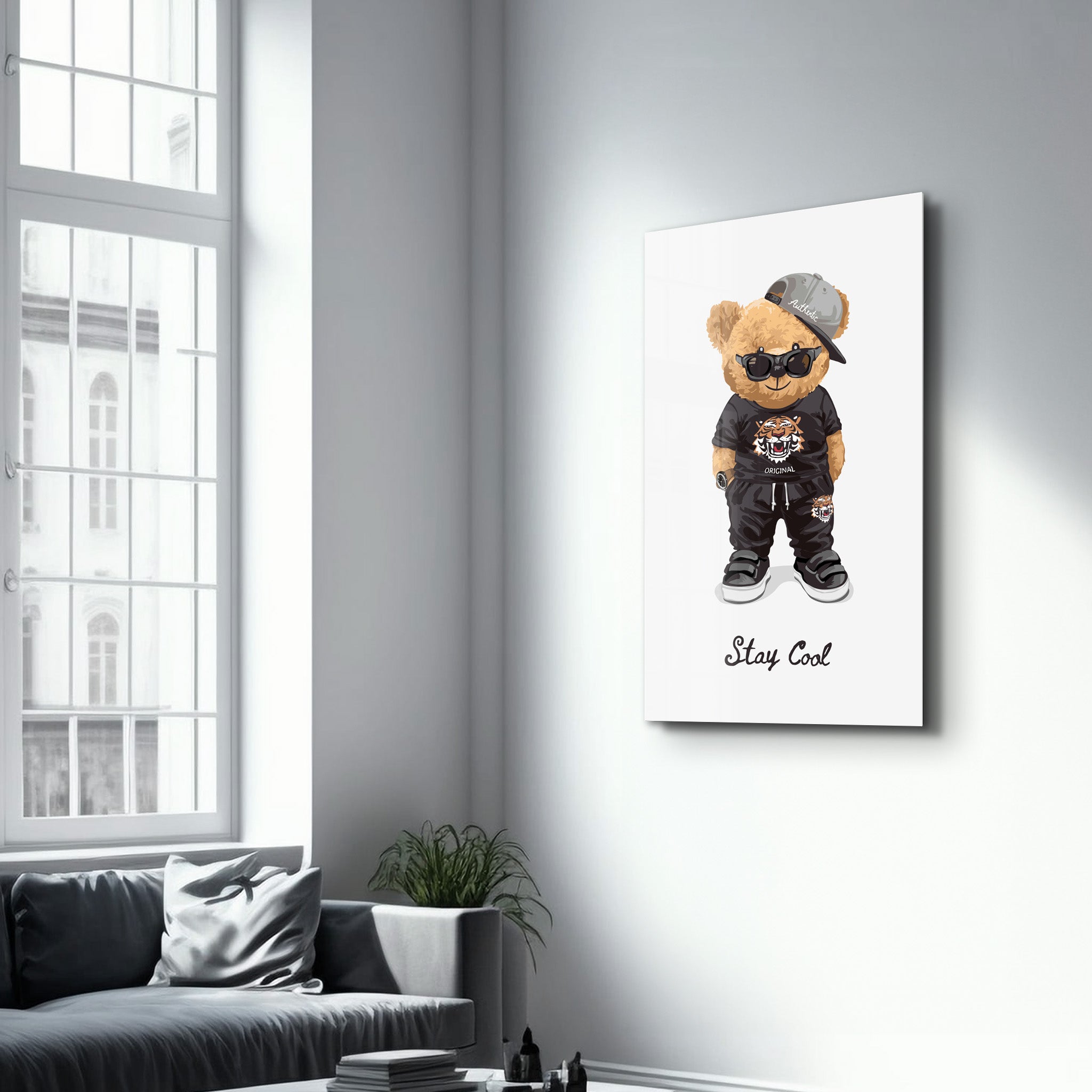 Stay Cool Teddy Bear - Glass Wall Art