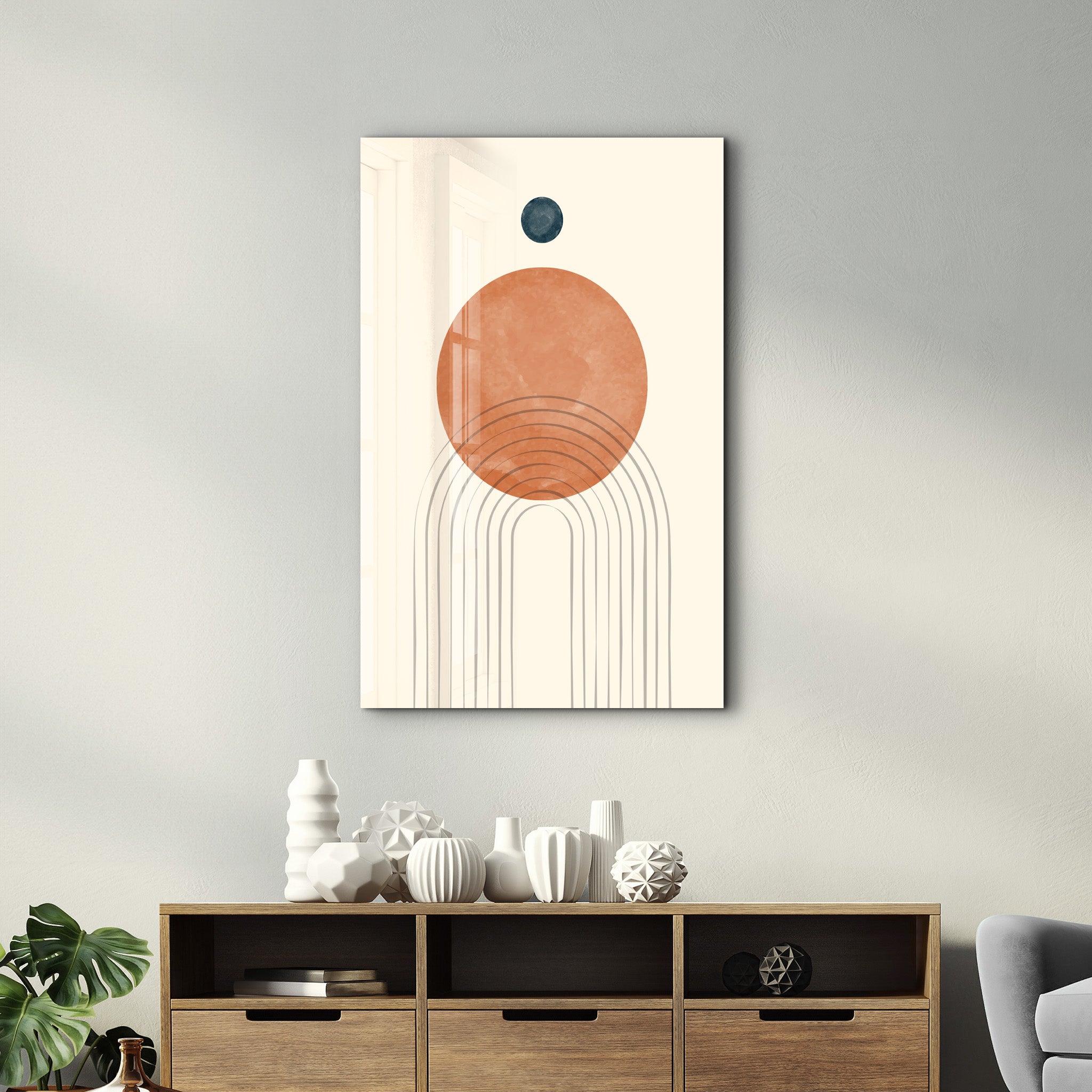 Sunrise Balance in Earth Tones - Glass Wall Art