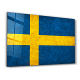 Sweden Flag Splash | Glass Wall Art
