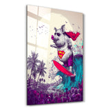 The Swine Surfer | Glass Wall Art