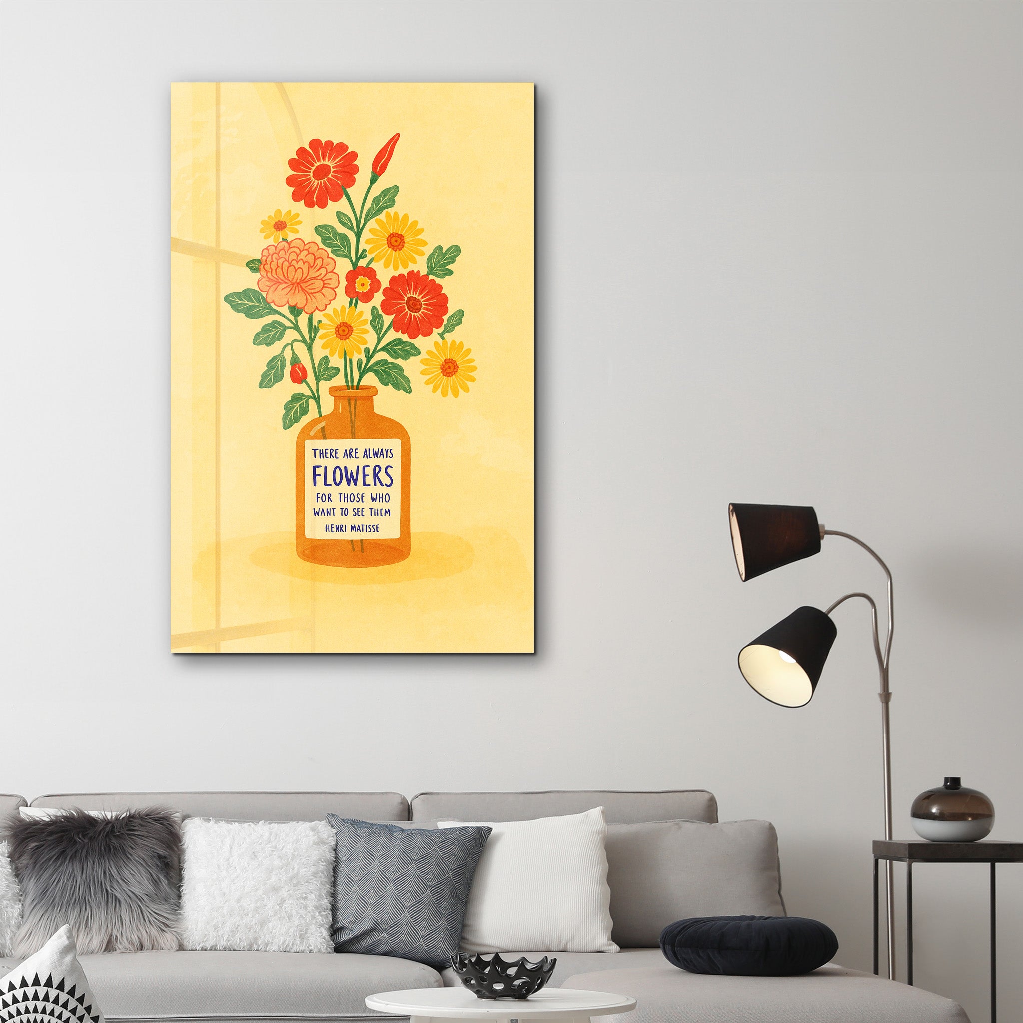 There Are Always Flowers - Matisse Quote Glass Wall Art