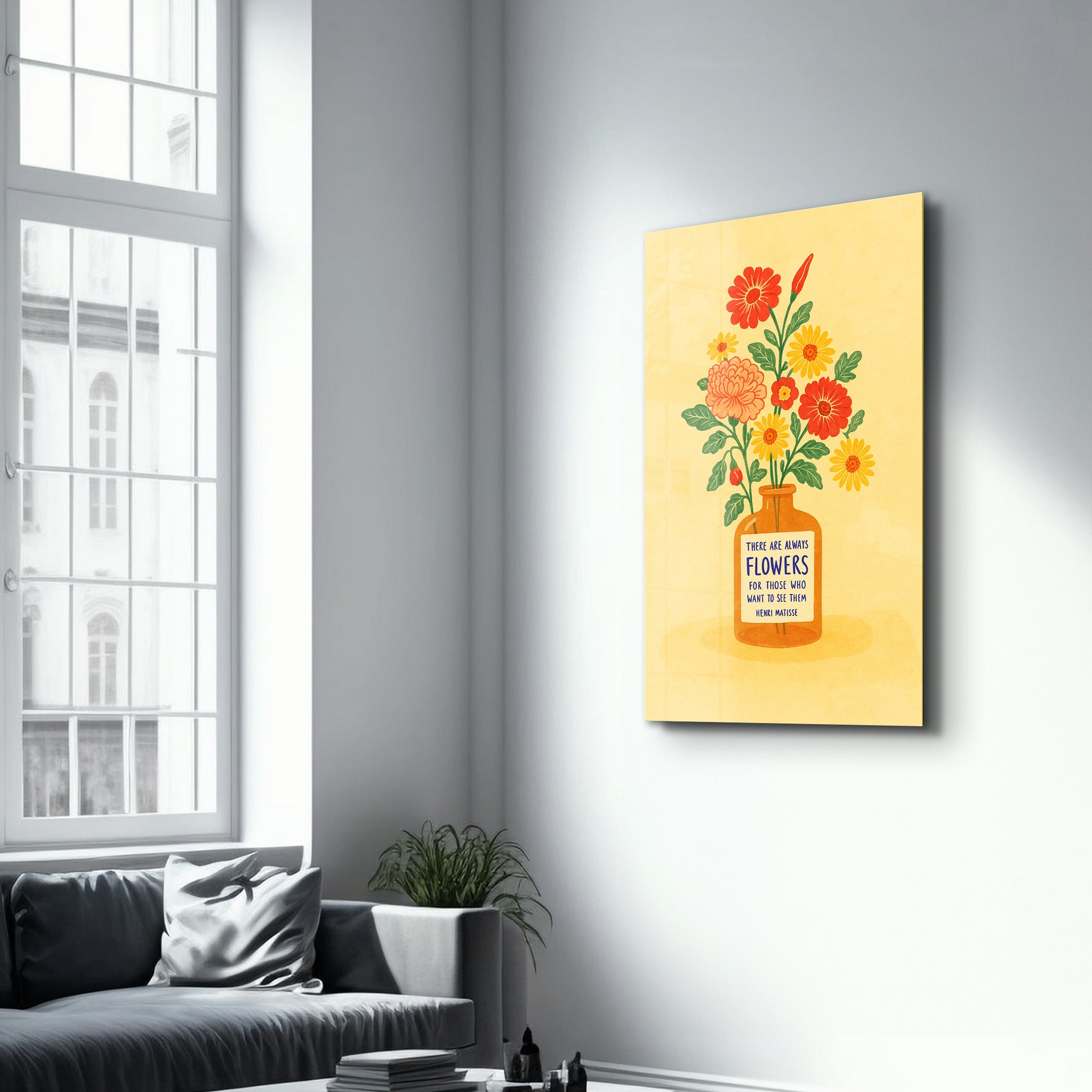 There Are Always Flowers - Matisse Quote Glass Wall Art