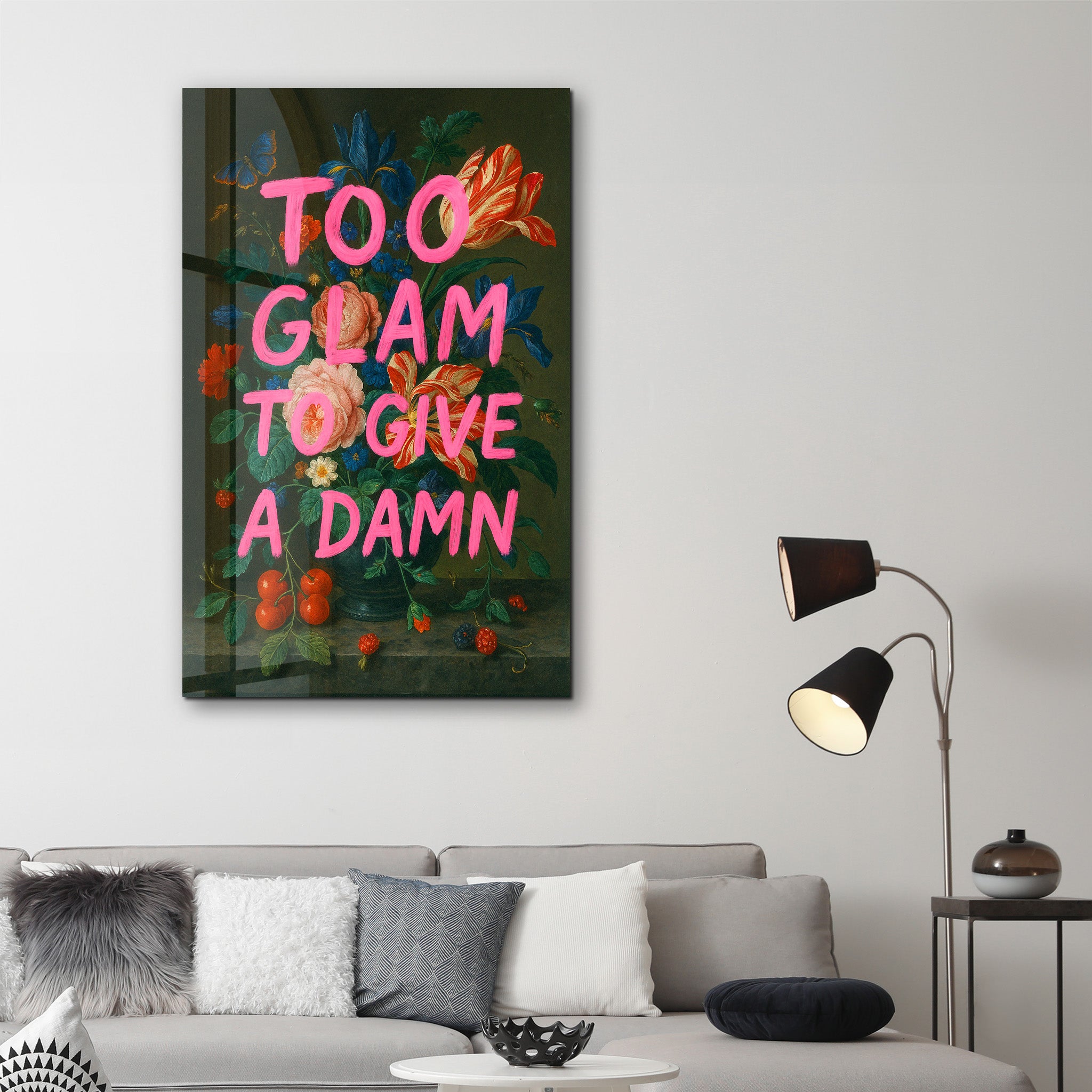Too Glam to Give a D*mn - Luxe Attitude Glass Wall Art