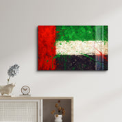 UAE Flag Splash - Glass Wall Art