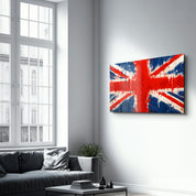 UK Flag Splash - Glass Wall Art