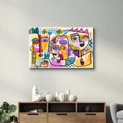 Vibrant Faces in Pop Abstract - Glass Wall Art