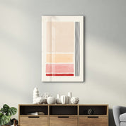 Warm Gradient Blocks with Lines - Glass Wall Art