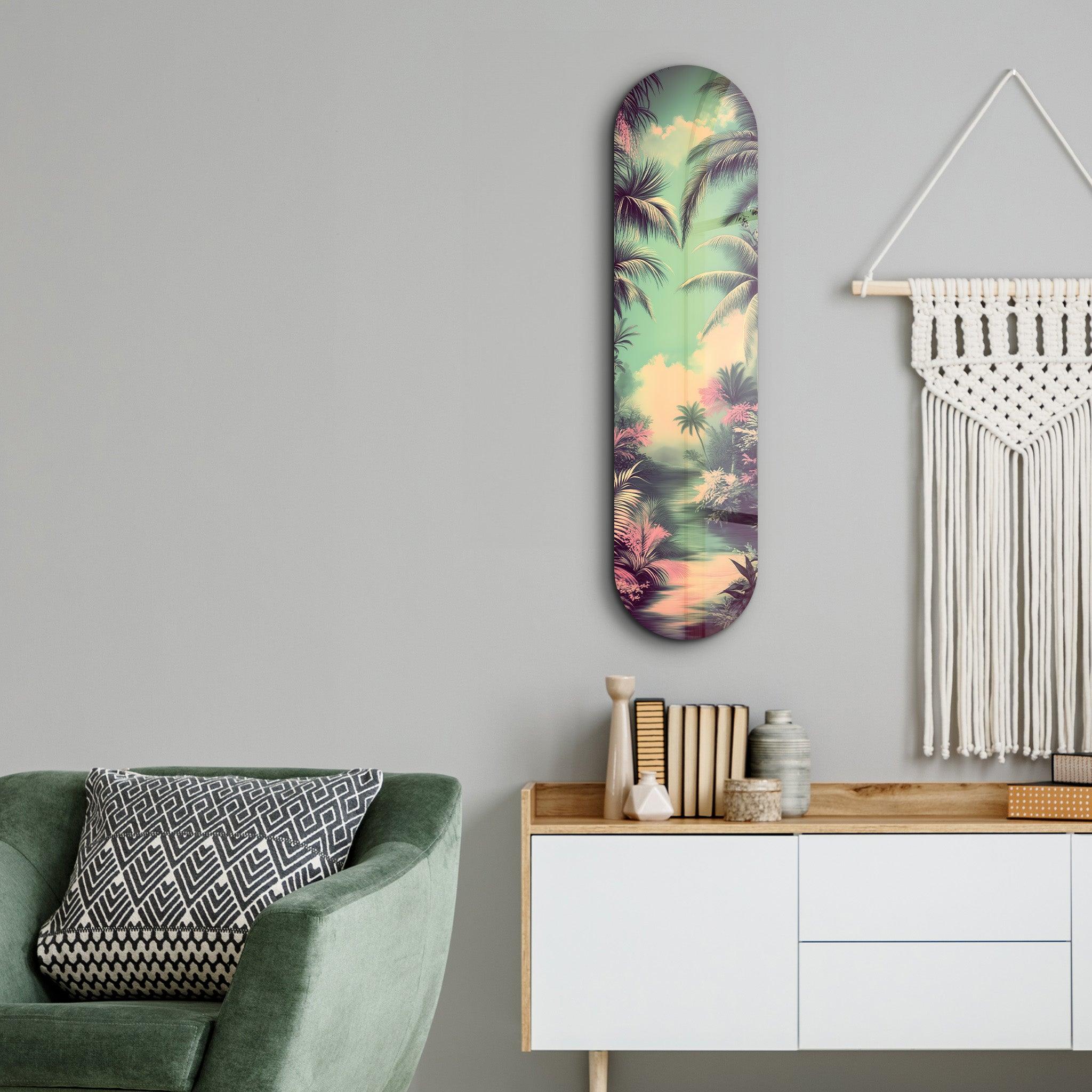 Retro Palm Heaven | Glass Wall Art - Artdesigna