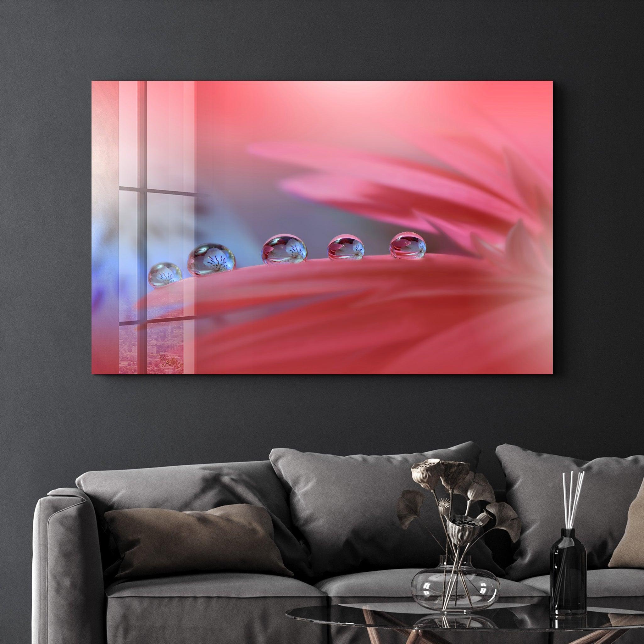 Delicate Dewdrops | Glass Wall Art - Artdesigna