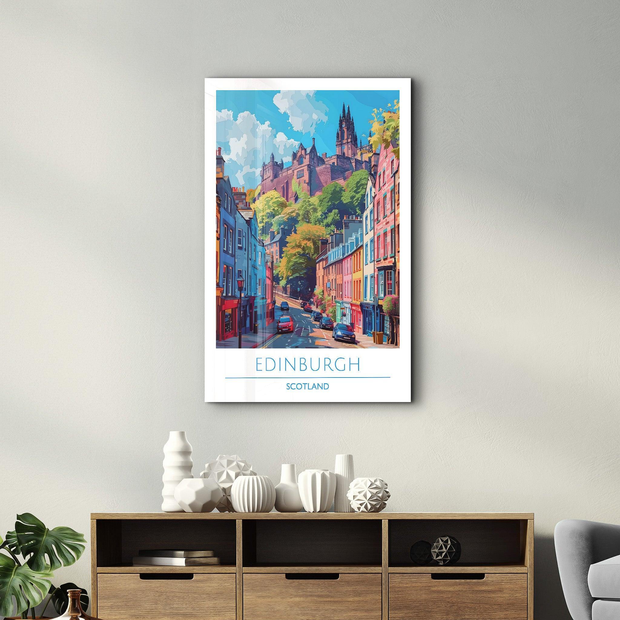 Edinburgh Scotland-Travel Posters | Glass Wall Art - Artdesigna