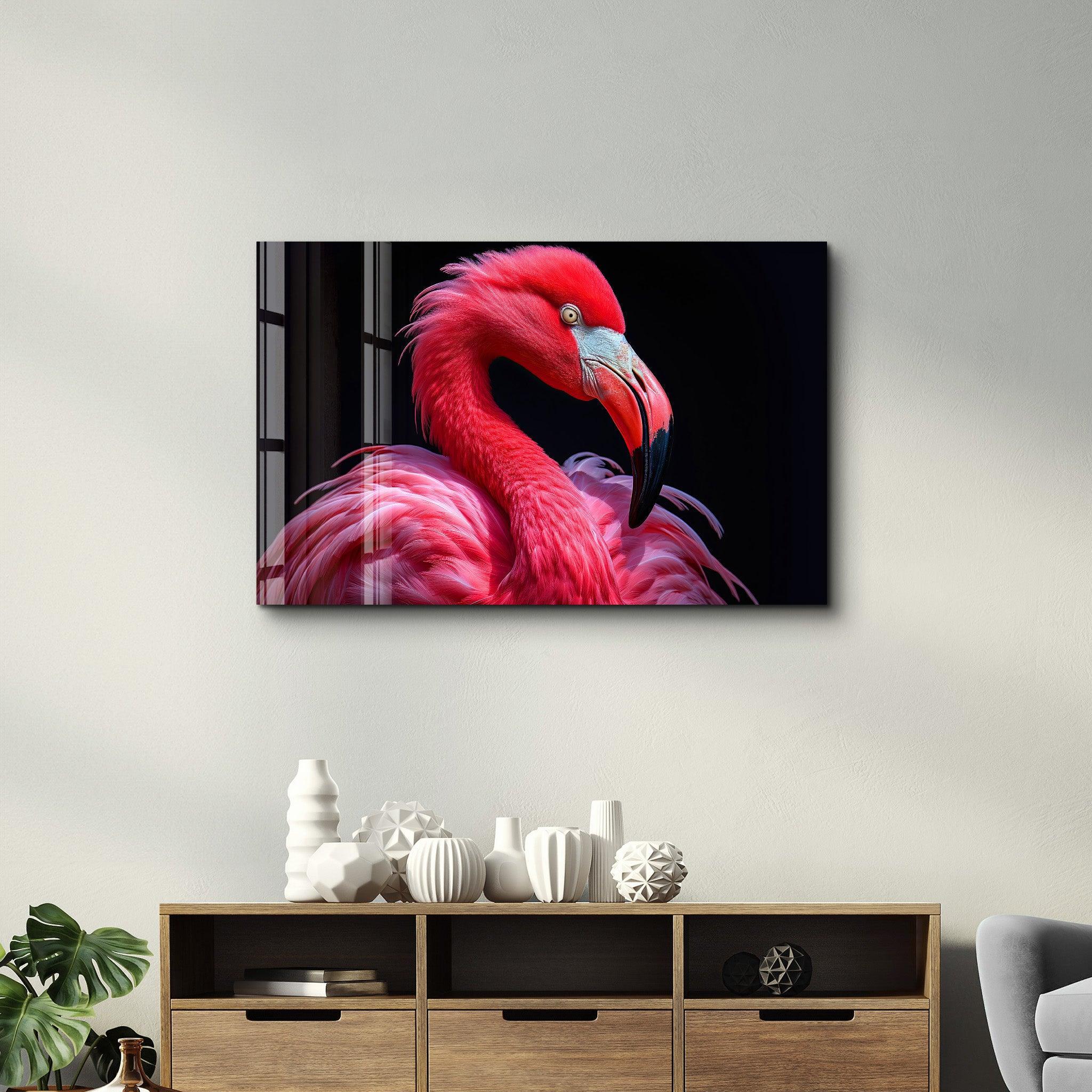 Flamingo’s Pink Symphony | Glass Wall Art - Artdesigna