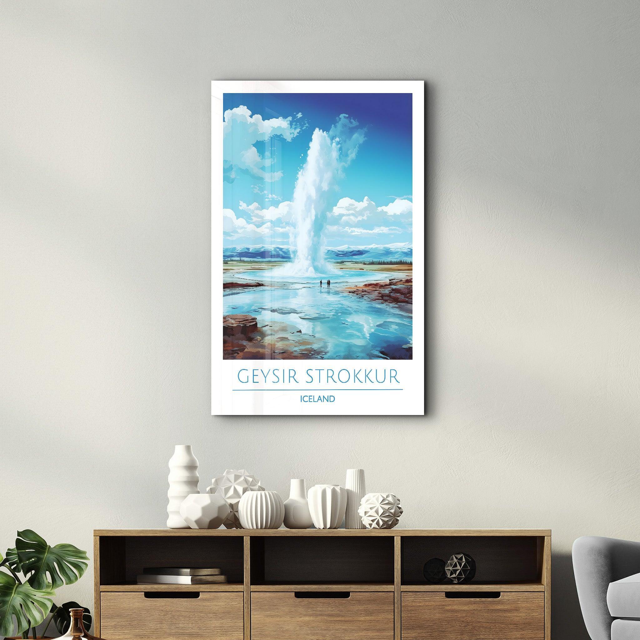 Geysir Strokkur Iceland-Travel Posters | Glass Wall Art - Artdesigna