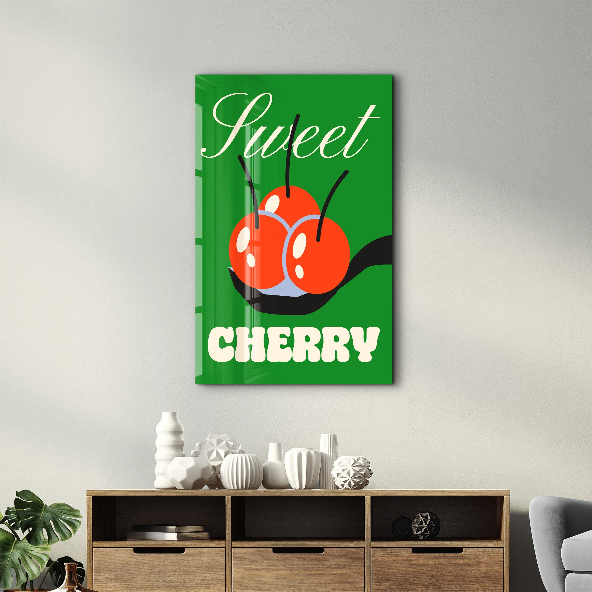 Sweet Cherry | Glass Wall Art