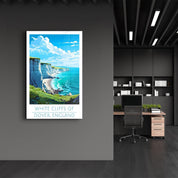 White Cliffs of Dover England-Travel Posters | Glass Wall Art - Artdesigna