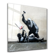 Banksy The Last Verdict 🩸 – Square Glass Wall Art