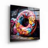 Big Donut on the Street | Glass Wall Art