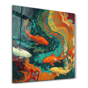 Koi Lake | Glass Wall Art