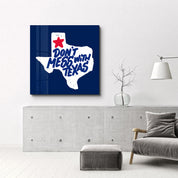 Lone Star Attitude Texas glass wall art by Artdesigna featuring a bold design with a Lone Star symbol on clear glass.