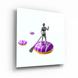 On a Donut Boat | Glass Wall Art