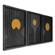 Golden Horizon Wooden Wall Art – Trio