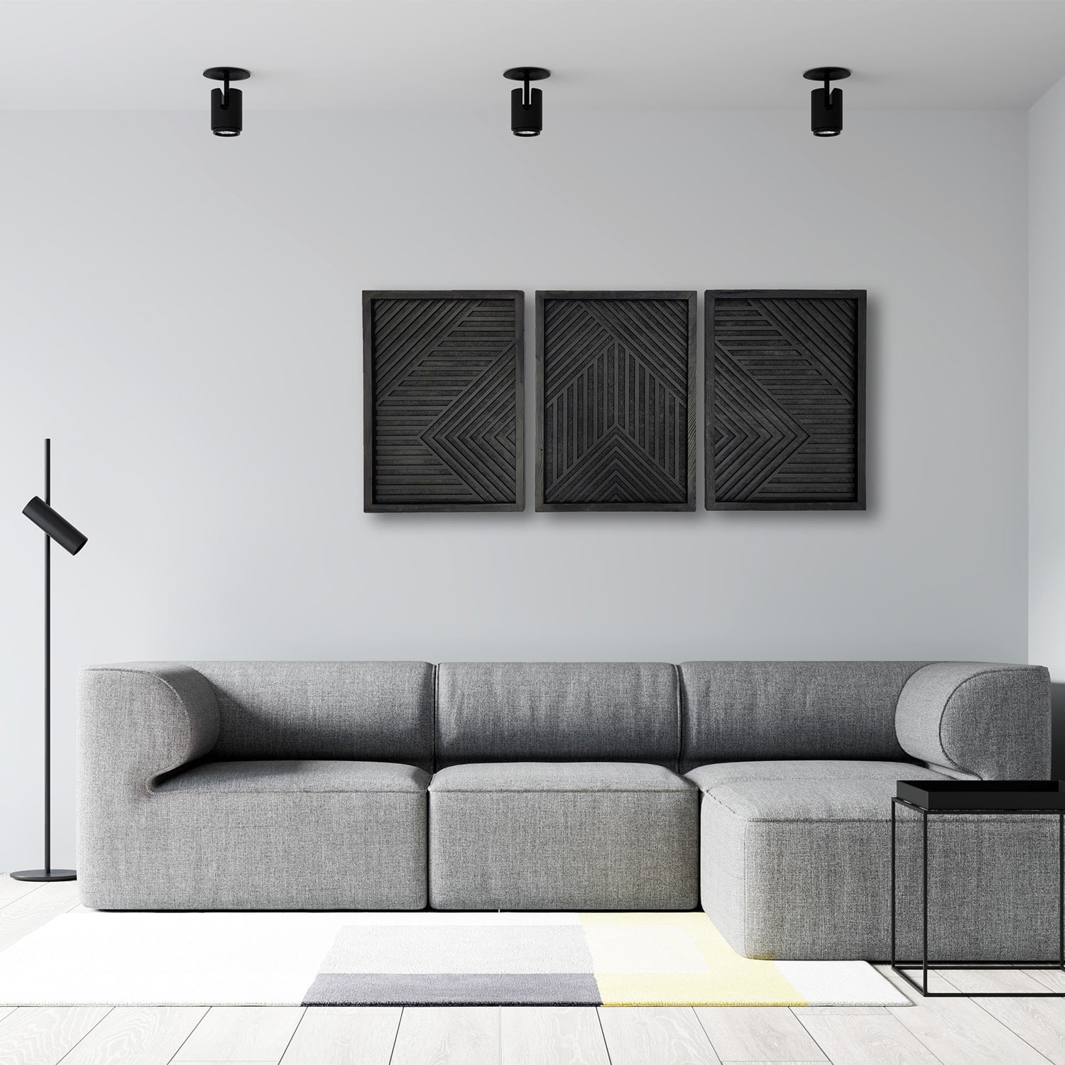 Minimalist Black Wooden Wall Art – Trio