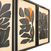 Abstract Botanical Wooden Wall Art – Trio
