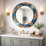 Ocean-Inspired Epoxy & Olive Wood Mirror