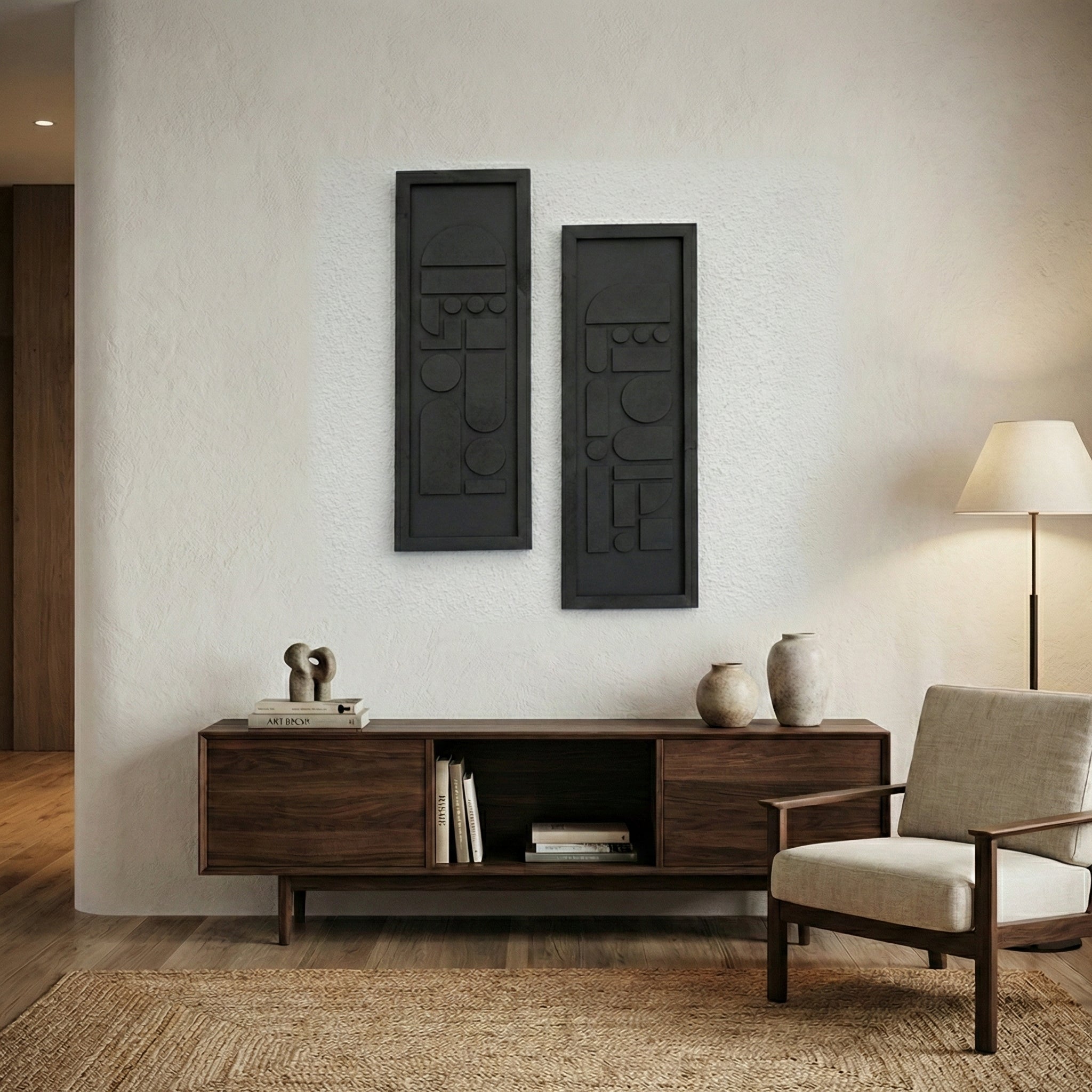 Modern Geometric – 2 Piece Wooden Wall Art Set Wood Wall Art – Artdesigna