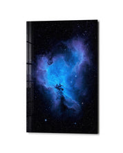 Cobalt Cloud glass wall art by Artdesigna, studio view