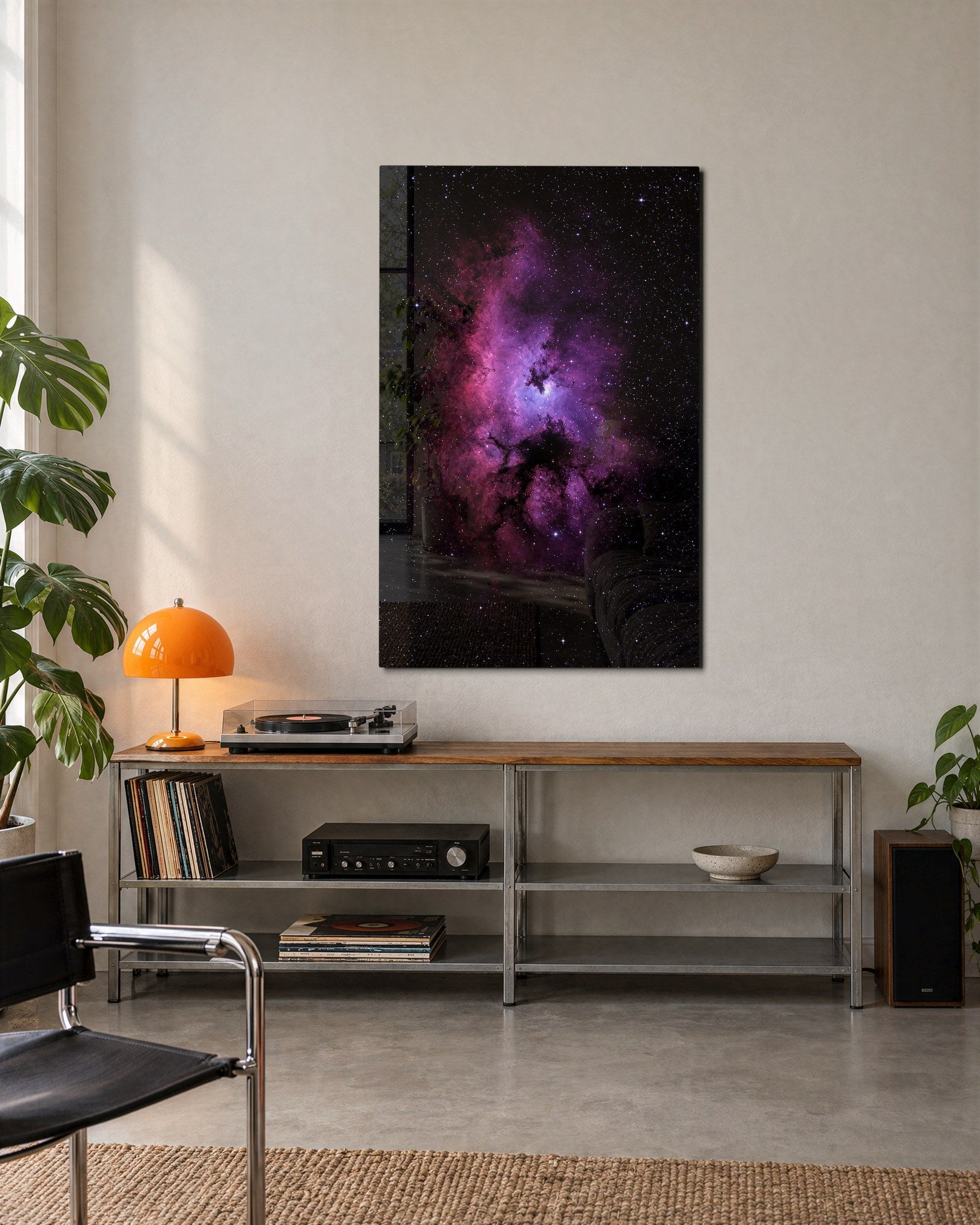 Pink Haze, Open Sky glass wall art by Artdesigna, lifestyle view