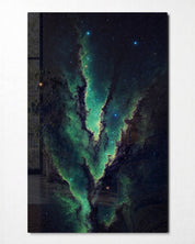 Emerald Seam glass wall art by Artdesigna, front view