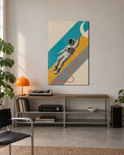 Spacewalk in Stripes glass wall art by Artdesigna, lifestyle view