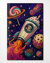 Candy Sky Voyage glass wall art by Artdesigna, front view