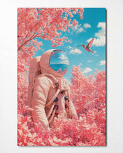 Astronaut in the Roses glass wall art by Artdesigna, front view