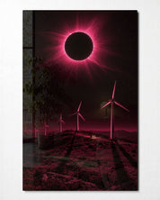 Pink Sky glass wall art by Artdesigna featuring slow-blade design, showcasing vibrant pink hues and abstract glass artwork.