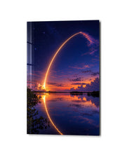 Lift-Off at Twilight glass wall art by Artdesigna, studio view