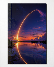 Lift-Off at Twilight glass wall art by Artdesigna, front view