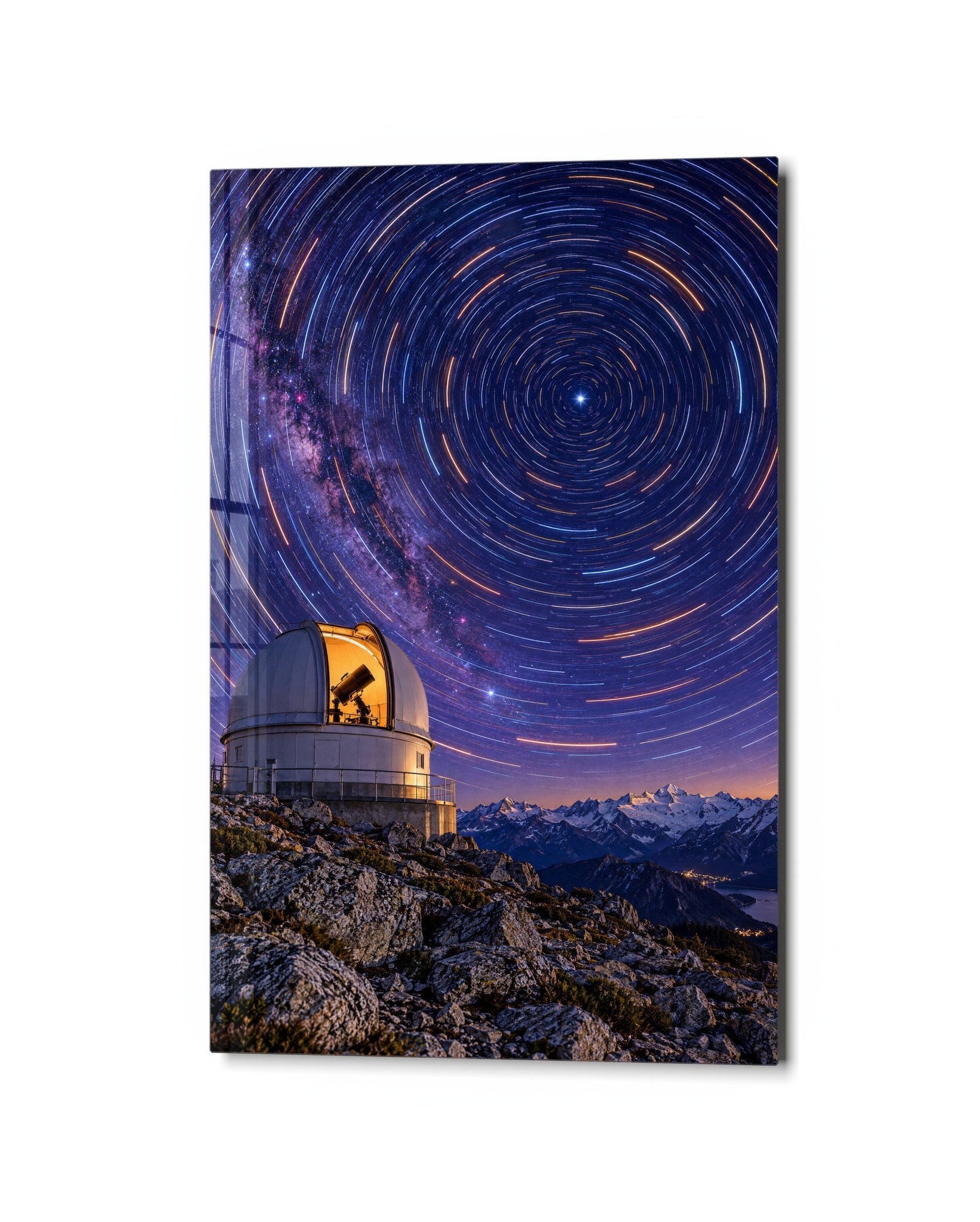 Domes and Star Circles glass wall art by Artdesigna, studio view
