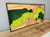 Handmade Moss & Olive Tree Wood Wall Art Rectangular | Preimum Wall Sculptures - Artdesigna