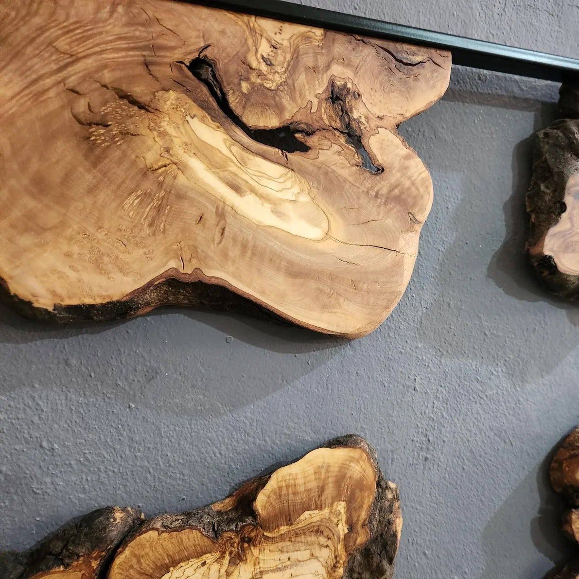 Corner Olive Wood & Metal Wall Art - Handmade Wooden Wall Sculptures