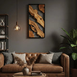 Olive Wood & Metal Wall Art 1 pc - Handmade Wooden Wall Sculptures