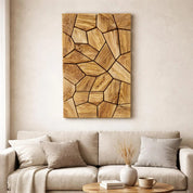 Handmade olive wood geometric wall sculpture by Artdesigna, featuring natural wood tones and modern geometric design for wall decor.