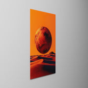 Rust Moon Above Sand glass wall art by Artdesigna, light moving across the glass