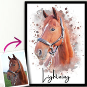 ."Watercolor Portrait - You & Your Pet - Custom Printing". Glass Wall Art - ArtDesigna Glass Printing Wall Art