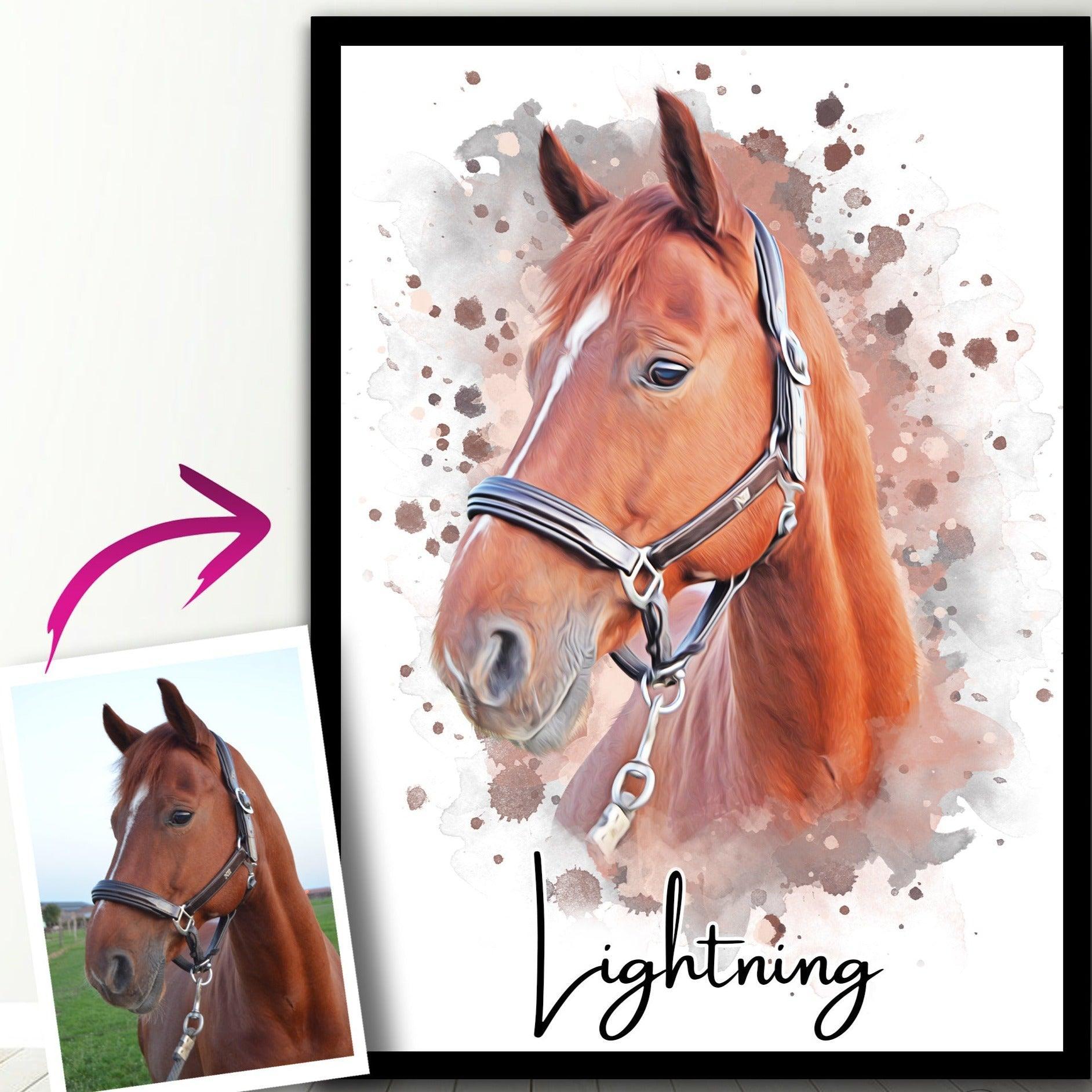 ."Watercolor Portrait - You & Your Pet - Custom Printing". Glass Wall Art - ArtDesigna Glass Printing Wall Art