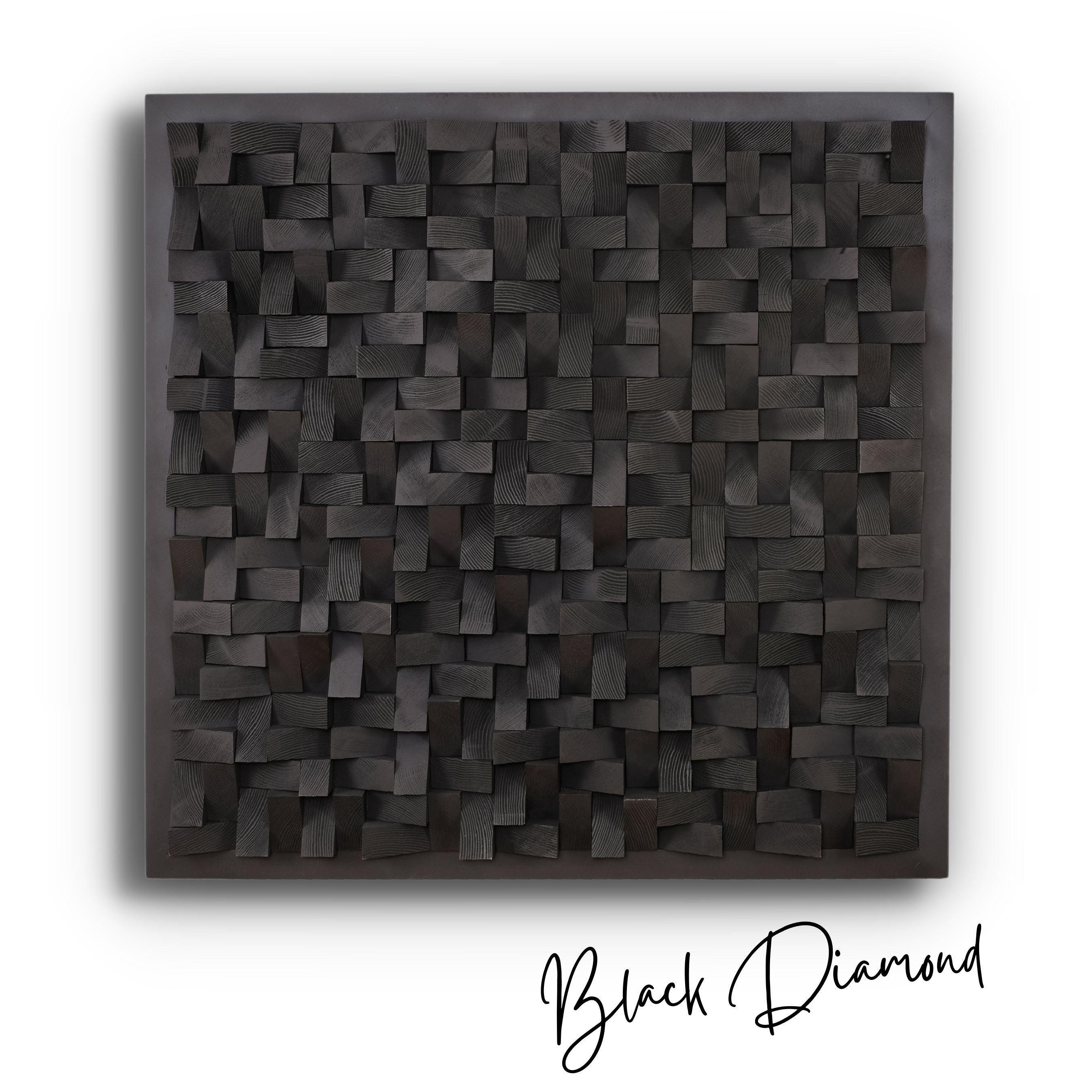 ・"Black Diamond Wall Sculpture"・Premium Wood Handmade Wall Sculpture - Limited Edition - ArtDesigna Glass Printing Wall Art