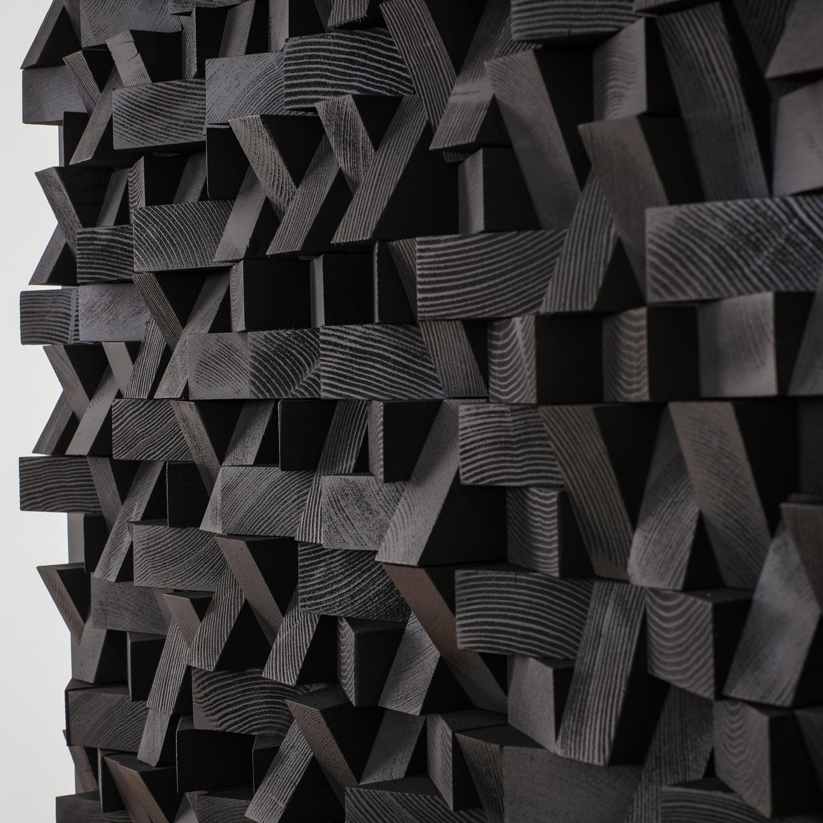 ・"Black Diamond Wall Sculpture"・Premium Wood Handmade Wall Sculpture - Limited Edition - ArtDesigna Glass Printing Wall Art