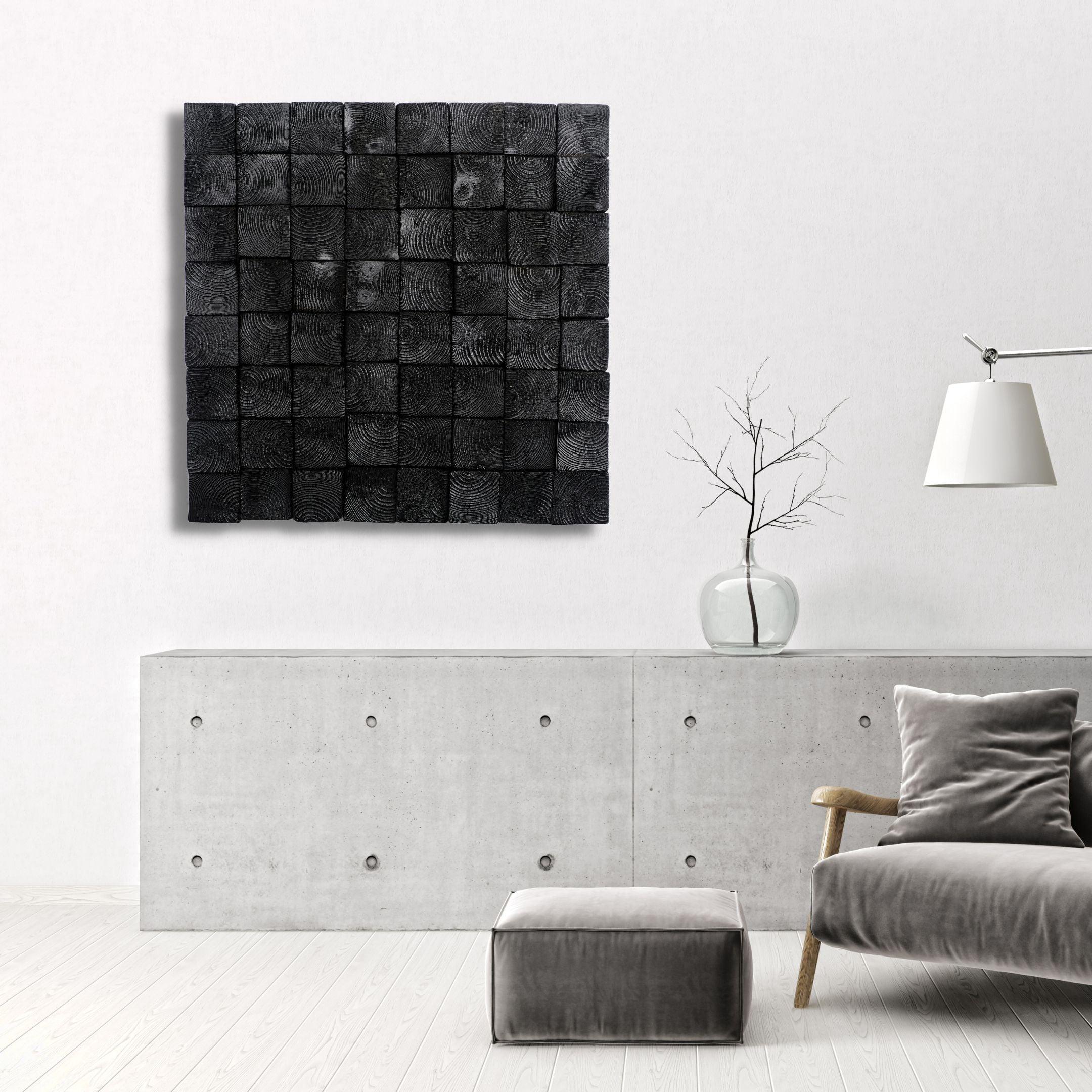 Smoked Black Wall Sculpture | Premium Wood Handmade Wall Sculpture - Artdesigna